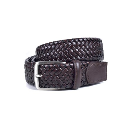 Miguel Bellido: Cinturón trenzado elástico piel  sport 35 mm. 397-35-marrón