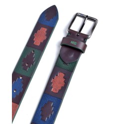 Miguel Bellido: Cinturón sport en piel con grabado étnico  35 mm. 730-35-marrón