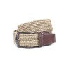 Miguel Bellido: Cinturón trenzado elástico con remates y pasador en piel  35 mm. 770-35-BEIGE