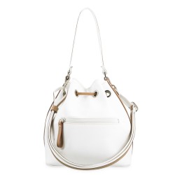 El Potro: Bolso saco mujer en lona y piel 4510-BASE-BLANCO