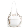 El Potro: Bolso saco mujer en lona y piel 4510-BASE-BLANCO