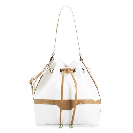 El Potro: Bolso saco mujer en lona y piel 4510-BASE-BLANCO