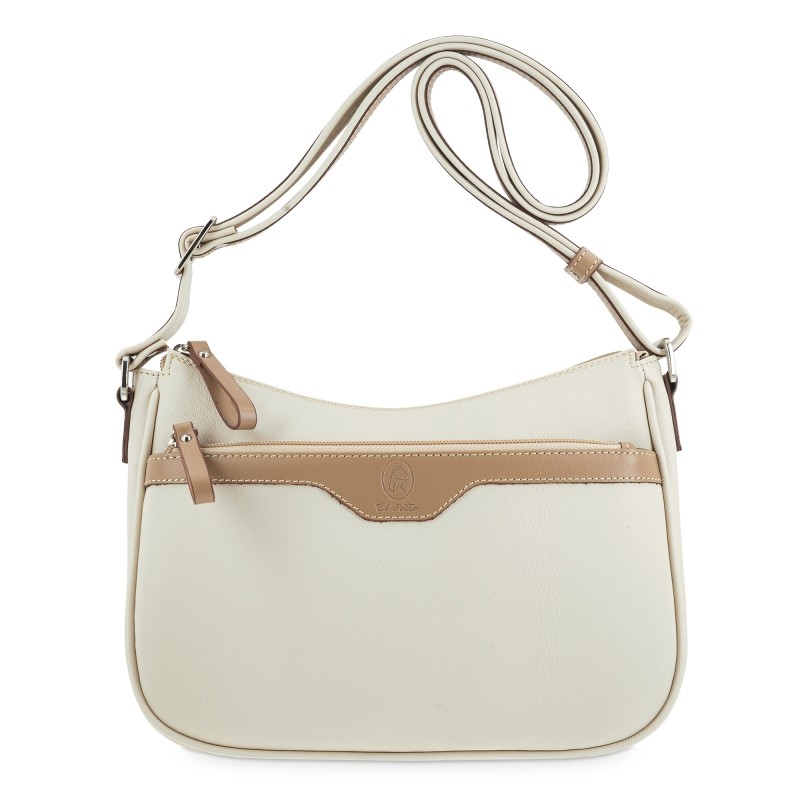 EL POTRO: BOLSO GONDOLA MUJER DE 3 CREMALLERAS EN LONA Y PIEL 4507-BASE-BEIGE