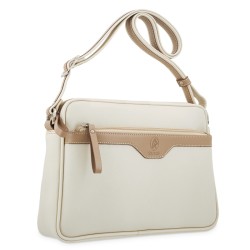 EL POTRO: BOLSO BANDOLERA MUJER DE 3 CREMALLERAS EN LONA Y PIEL 4508-BASE-BEIGE