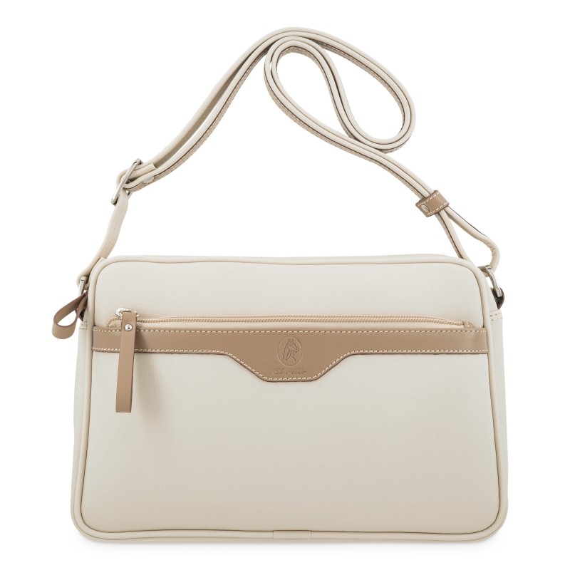 EL POTRO: BOLSO BANDOLERA MUJER DE 3 CREMALLERAS EN LONA Y PIEL 4508-BASE-BEIGE