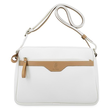 EL POTRO: BOLSO BANDOLERA MUJER DE 3 CREMALLERAS EN LONA Y PIEL 4508-BASE-BLANCO