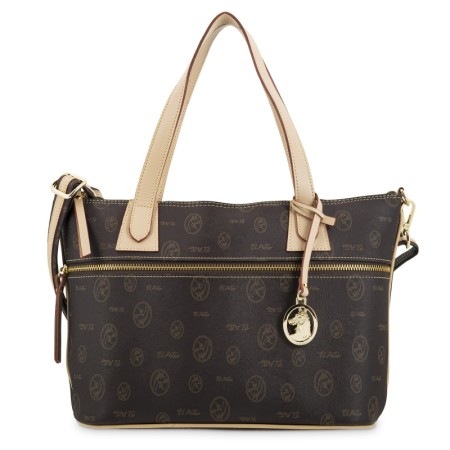 EL POTRO: BOLSO CESTA MUJER EN LONA Y PIEL VACUNO 2240-VINTAGE-MARRON