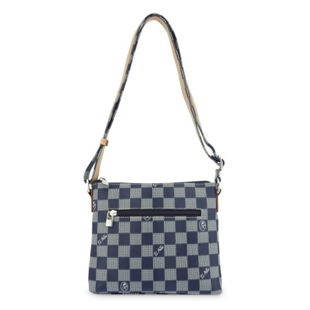 EL POTRO: BOLSO BANDOLERA PEQUEÑO EN LONA Y PIEL 419-CHESS-AZUL