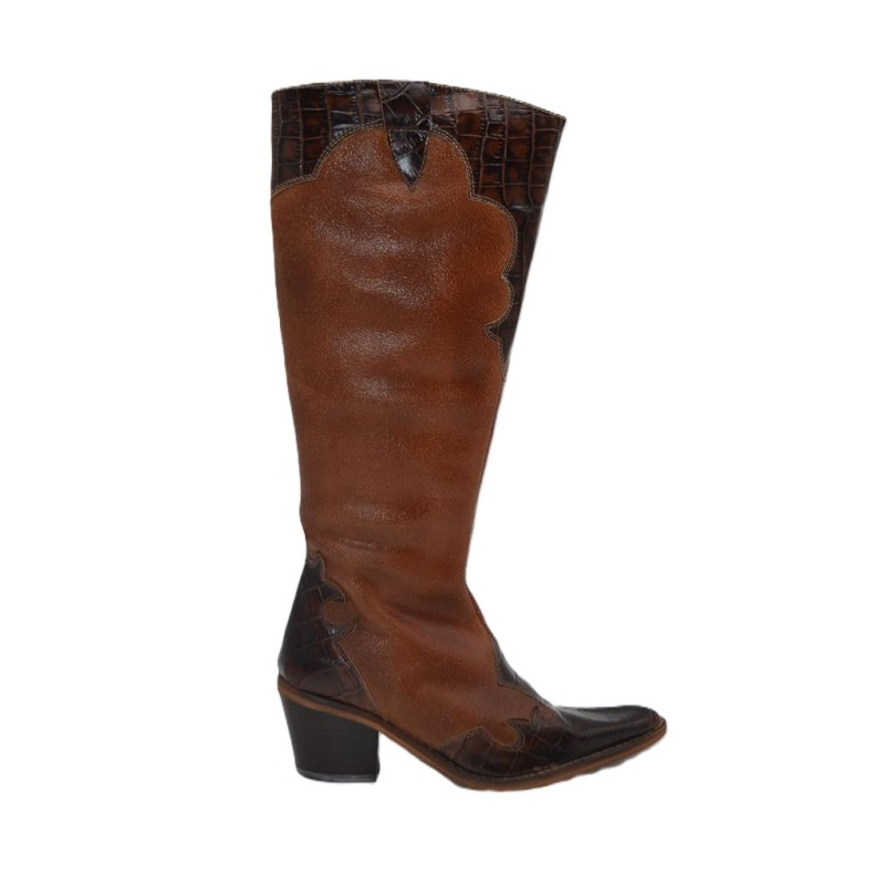 LAURA L'OR: BOTA DE CAÑA ALTA TIPO COWBOY EN PIEL VACUNO 1ª CALIDAD
