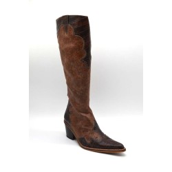 LAURA L'OR: BOTA DE CAÑA ALTA TIPO COWBOY EN PIEL VACUNO 1ª CALIDAD