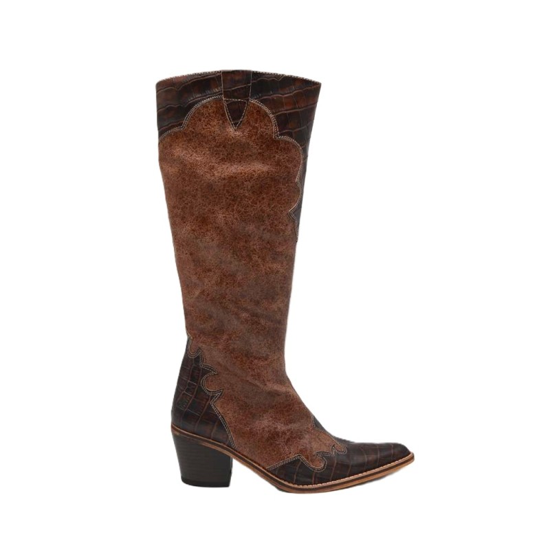 LAURA L'OR: BOTA DE CAÑA ALTA TIPO COWBOY EN PIEL VACUNO 1ª CALIDAD