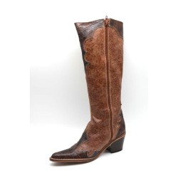 LAURA L'OR: BOTA DE CAÑA ALTA TIPO COWBOY EN PIEL VACUNO 1ª CALIDAD