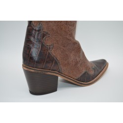 LAURA L'OR: BOTA DE CAÑA ALTA TIPO COWBOY EN PIEL VACUNO 1ª CALIDAD