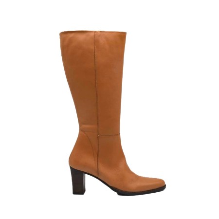NISE: BOTA DE TACÓN DE CAÑA ALTA  EN PIEL VACUNO 1ª CALIDAD 102053-CAMEL
