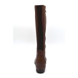 MILENARIO: BOTA DE CAÑA ALTA CON CUÑA EN PIEL VACUNO 1ª CALIDAD 112741-MARRÓN