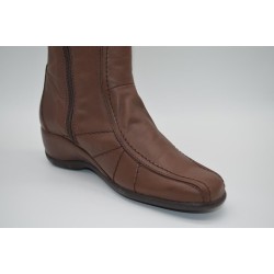 MILENARIO: BOTA DE CAÑA ALTA CON CUÑA EN PIEL VACUNO 1ª CALIDAD 112741-MARRÓN