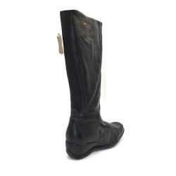 MILENARIO: BOTA DE CAÑA ALTA CON CUÑA EN PIEL VACUNO 1ª CALIDAD 112742-NEGRO