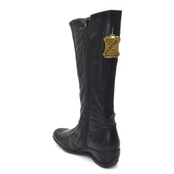 MILENARIO: BOTA DE CAÑA ALTA CON CUÑA EN PIEL VACUNO 1ª CALIDAD 112742-NEGRO