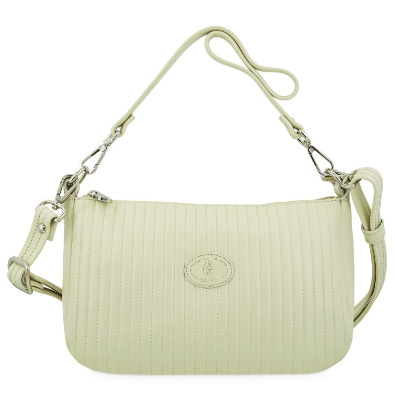 EL POTRO: BOLSO PEQUEÑO MUJER CON ASA CORTA Y BANDOLERA EN PIEL VACUNO 1403-CROMO-IVORY