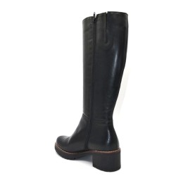PITILLOS: BOTA DE PIEL DE CAÑA ALTA CON TACON GRUESO COLOR NEGRO 105579