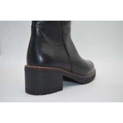 PITILLOS: BOTA DE PIEL DE CAÑA ALTA CON TACON GRUESO COLOR NEGRO 105579