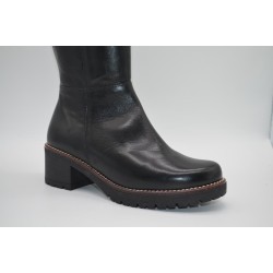 PITILLOS: BOTA DE PIEL DE CAÑA ALTA CON TACON GRUESO COLOR NEGRO 105579