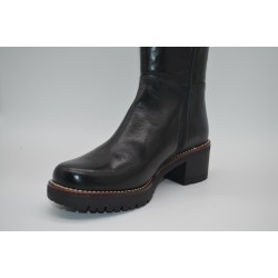 PITILLOS: BOTA DE PIEL DE CAÑA ALTA CON TACON GRUESO COLOR NEGRO 105579