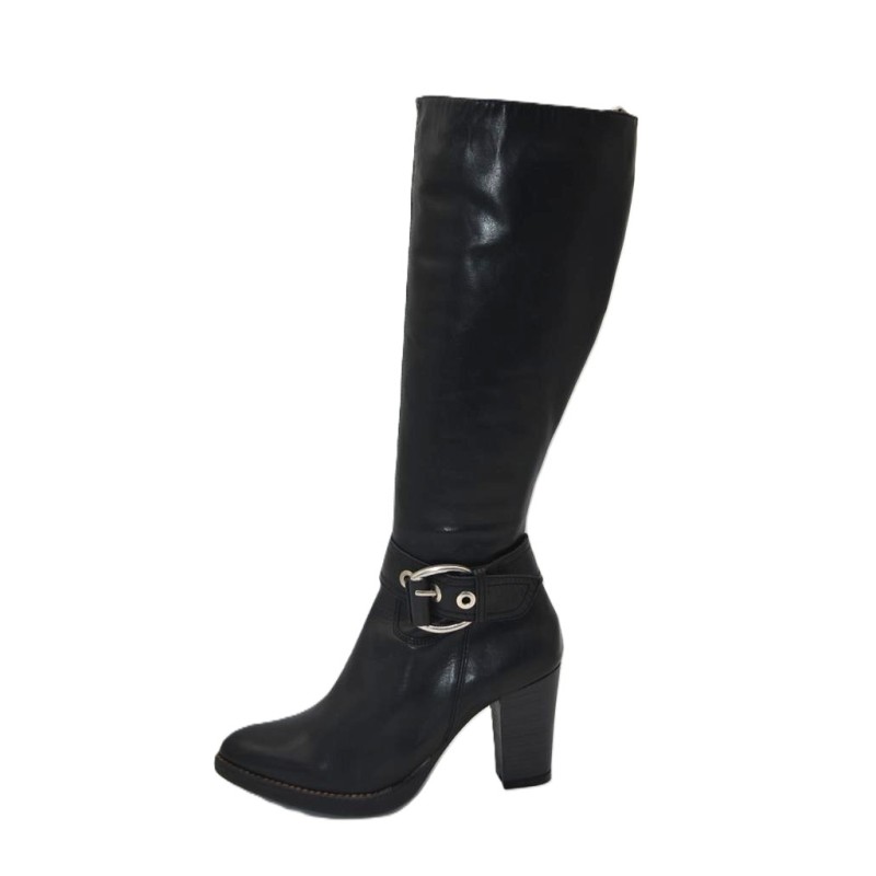 ISLA BONITA: BOTA DE PIEL DE TACÓN ALTO Y CAÑA ESTRECHA 112829-NEGRA