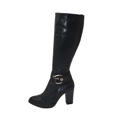 ISLA BONITA: BOTA DE PIEL DE TACÓN ALTO Y CAÑA ESTRECHA 112829-NEGRA