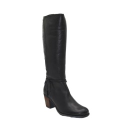PAULA URBAN: BOTA DE PIEL DE TACÓN MEDIO CÓMODA 118544-NEGRA
