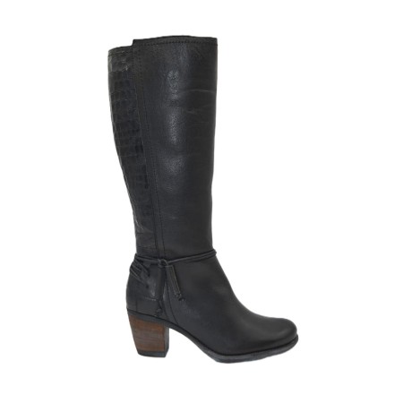 PAULA URBAN: BOTA DE PIEL DE TACÓN MEDIO CÓMODA 118544-NEGRA