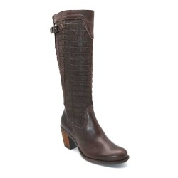 PAULA URBAN: BOTA DE PIEL DE TACÓN MEDIO CÓMODA 118547-MARRÓN