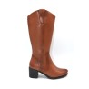 LAWREN: BOTA DE MEDIA CAÑA DE TACÓN GRUESO CÓMODO 4 CM. 103514-CAMEL