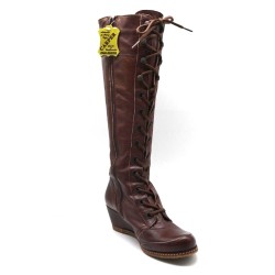 GAIMO: BOTA DE CAÑA ALTA EN PIEL VACUNO CON CORDONES 115784-MARRON