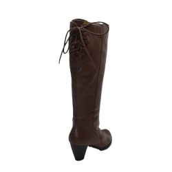 LACAL: BOTA DE CAÑA ALTA CON TACÓN MEDIO EN PIEL VACUNO 114076-MARRÓN