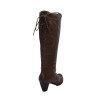 LACAL: BOTA DE CAÑA ALTA CON TACÓN MEDIO EN PIEL VACUNO 114076-MARRÓN