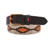 MARISMA: Cinturón Argentino Bordado PIEL VACUNO JP61-BEIGE-NARANJA