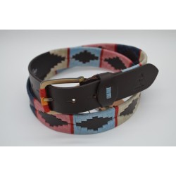 MARISMA: Cinturón Argentino Bordado PIEL VACUNO JP11-AZUL-ROSA-CELESTE-BEIGE