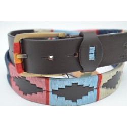 MARISMA: Cinturón Argentino Bordado PIEL VACUNO JP11-AZUL-ROSA-CELESTE-BEIGE