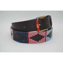 MARISMA: Cinturón Argentino Bordado PIEL VACUNO JP11-AZUL-ROSA-CELESTE-BEIGE
