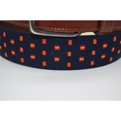 MARISMA: Cinturón COMBINADO TEXTIL/PIEL VACUNO JP1381/35 AZUL/BANDERA