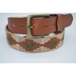 Cinturón Argentino Bordado PIEL VACUNO 106941-BEIGE-BEIGE TOSTADO-VERDE