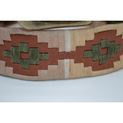 Cinturón Argentino Bordado PIEL VACUNO 106941-BEIGE-BEIGE TOSTADO-VERDE