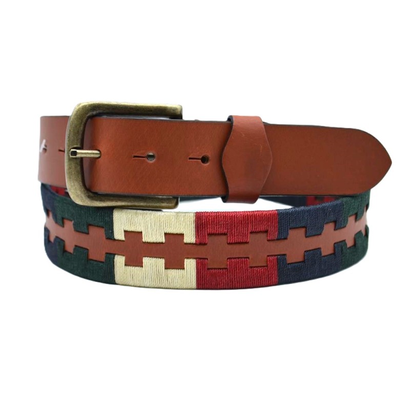 Cinturón Argentino Bordado PIEL VACUNO 106942-AZUL-BEIGE-BURDEOS-VERDE