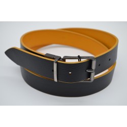 MIGUEL BELLIDO: CINTURÓN REVERSIBLE SPORT EN PIEL VACUNO 735/35 NEGRO-MOSTAZA. NEGRO/MOSTAZA