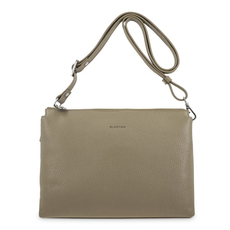 EL POTRO: BOLSO BANDOLERA DOBLE COMPARTIMENTO MUJER EN PIEL VACUNO 6515-IRIS-TOPO