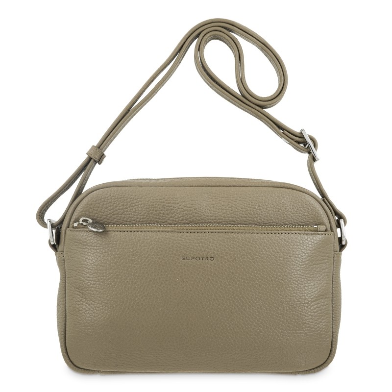 EL POTRO: BOLSO BANDOLERA MEDIANO DE 3 CREMALLERAS EN PIEL VACUNO 6505-IRIS-TOPO