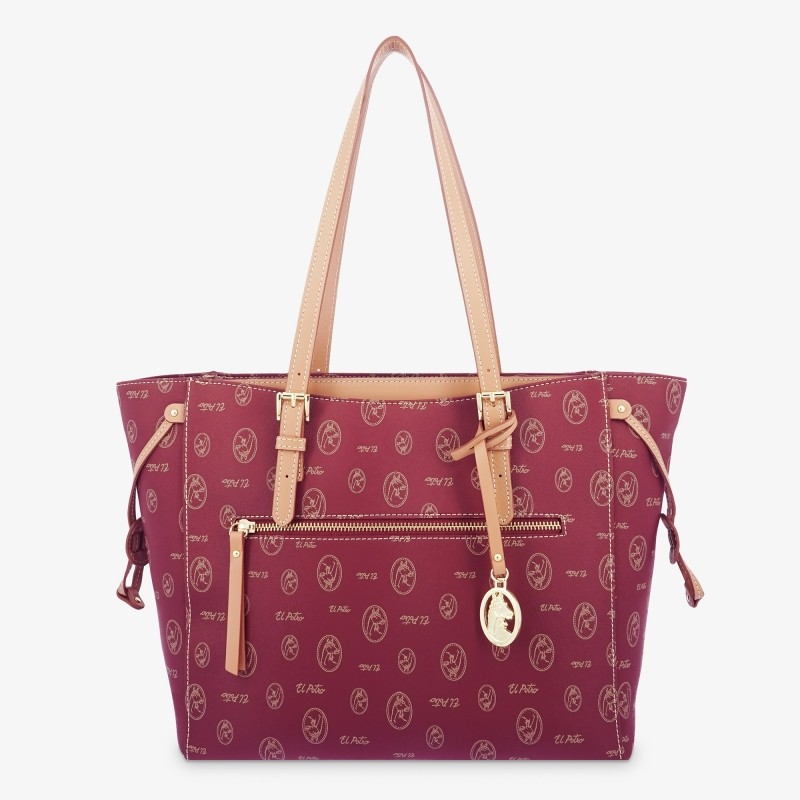 EL POTRO: BOLSO TOTE MUJER EN LONA Y PIEL 2259-VINTAGE-BURDEOS