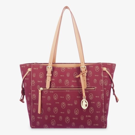 EL POTRO: BOLSO TOTE MUJER EN LONA Y PIEL 2259-VINTAGE-BURDEOS