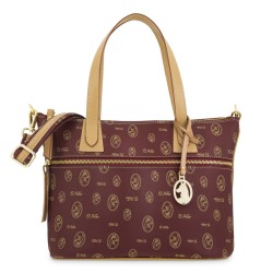 EL POTRO: BOLSO CESTA MUJER EN LONA Y PIEL VACUNO 2240-VINTAGE-BURDEOS